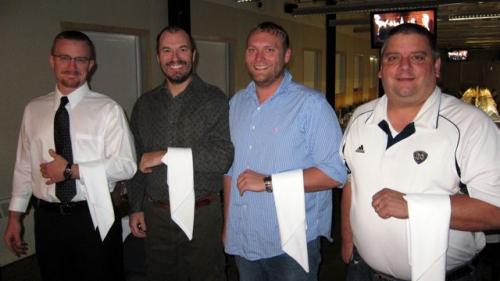 Four station friends volunteered as waiters for the Thanksgiving feast.  