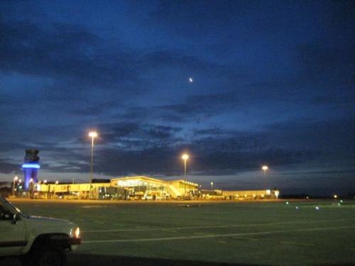 The moon over the Christchurch Airport.