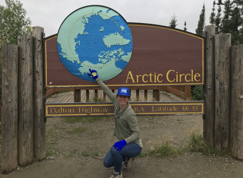 Kim at the Arctic Circle