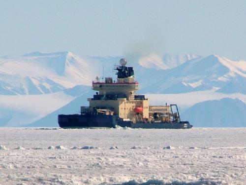 The ice breaker, Oden (a Swedish flagship).