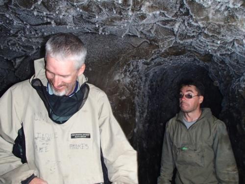 Max Holmes and Sasha Kholodov amazed by their tour of the permafrost tunnel.