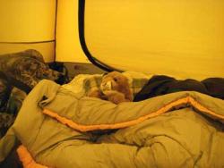 CJ in the tent