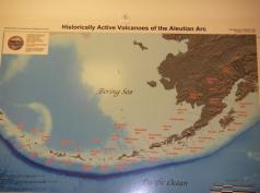 Map of Aleutian volcanoes