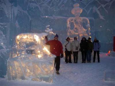 Robert Harris and the PolarTREC teachers visit the ice camp.