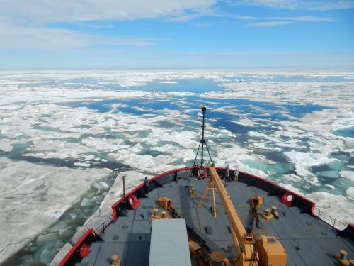 Breaking sea ice in northern Chukchi Sea.