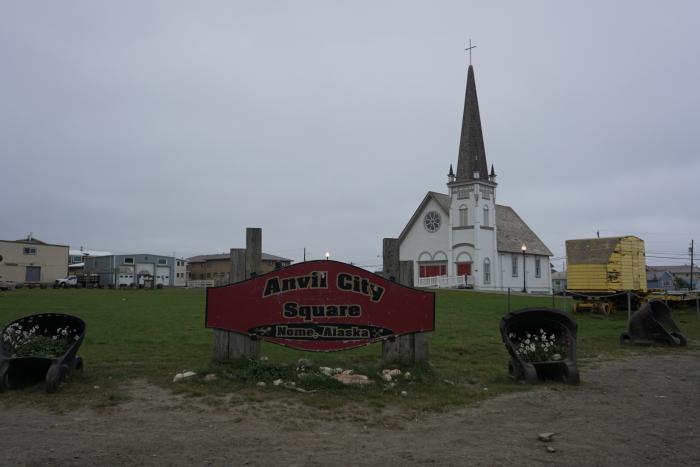 Anvil City Square in the middle of downtown Nome.