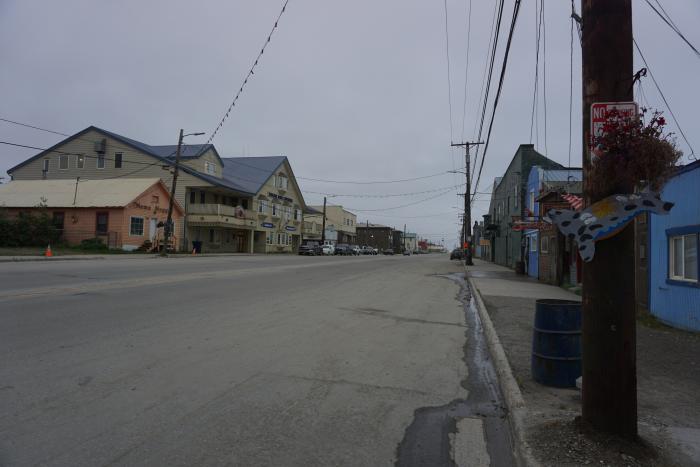 Front Street in Nome. This is the main street that runs along the Bering Sea.
