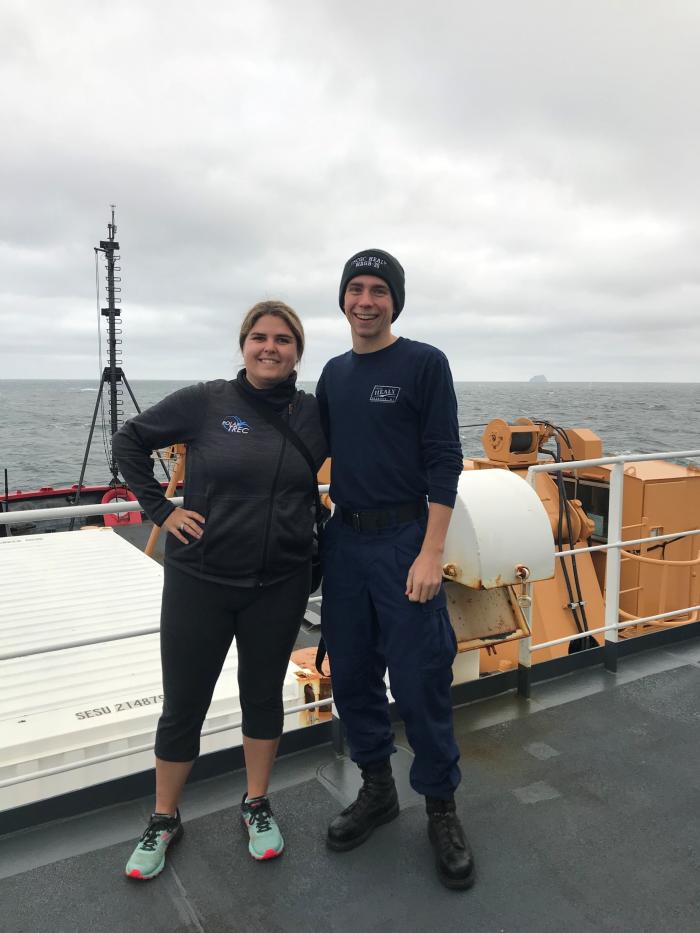 Piper Bartlett-Browne and Evan Twarog from the Coast Guard. They are both from New Hampshire and sailing on the Healy!