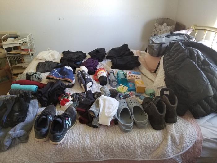 Denise Hardoy's packing pile for McMurdo Station