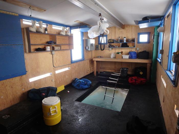 inside of dive hut