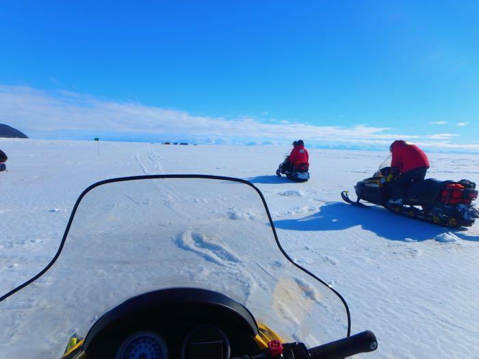 snowmobiles on the sea ice