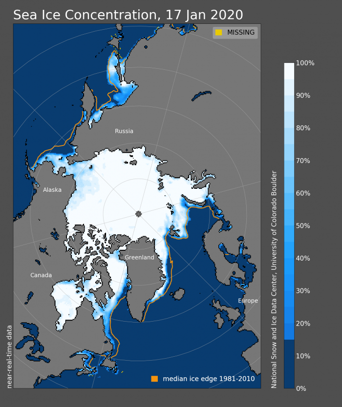 Graphic of sea ice concentration in the Arctic