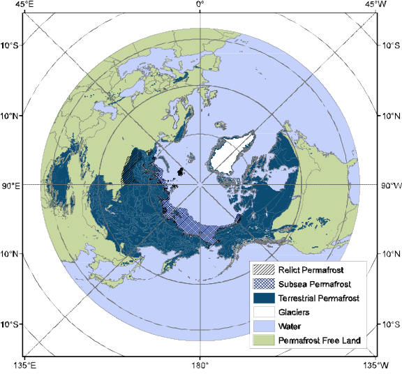 Map of permafrost in the Arctic