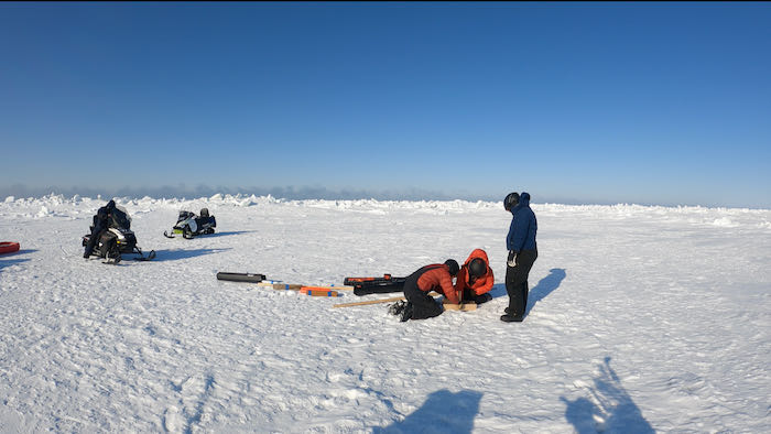 Science on the Sea Ice - installing current tilt meter