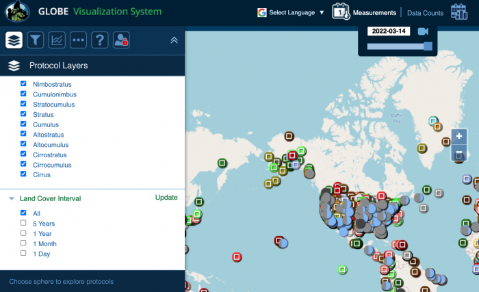 GLOBE Visualization System map https://vis.globe.gov/GLOBE/