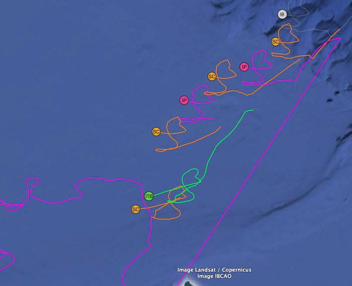 Utqiaġvik 2022 Deployment of Arctic buoy data pulled on April 14, 2022 on Google Earth