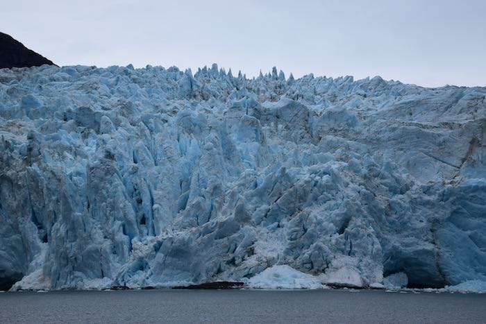 Blue color in glacier close-up