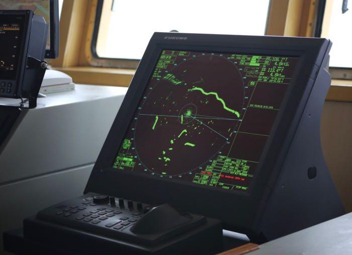 The radar screen on the bridge of the R/V Nathaniel B. Palmer icebreaker