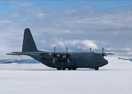 C-130 landing near McMurdo Station.