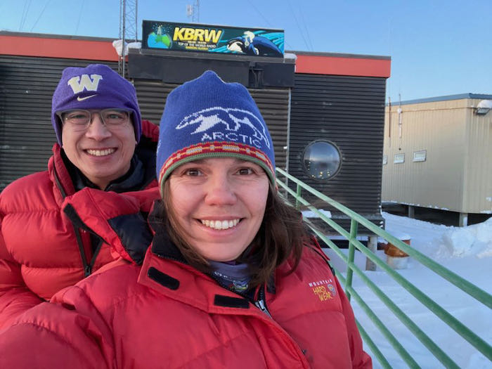 Ignatius Rigor and Sarah R. Johnson at KBRW Top of the World Radio in Utqiaġvik, Alaska. Photo by Sarah R. Johnson