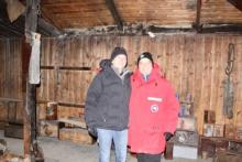 Elaine Hood and I in Discovery Hut