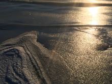 Slushy sea ice sparkles in the sun