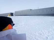 Benjamin admiring the South Pole Station