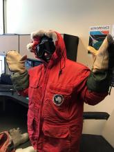Jocelyn trying on Extreme Cold Weather Gear for the First Time
