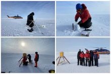 Setting up a LIMB buoys, collecting snow samples, installing a sidekick webcam, and the team photo 