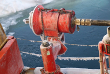 Ice freezes on every surface of the R/V Nathaniel B. Palmer