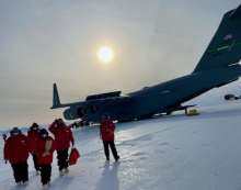 Getting off C-17 at McMurdo Station
