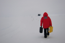 Me heading to the IceCube Laboratory (ICL) half a kilometer away.