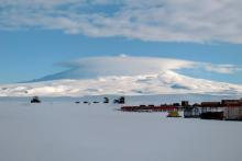 One last view of Mt Erebus.  A lenticular cloud can be seen above the volcano.
