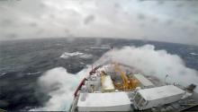 Wave Breaking Over USCGC Healy’s Bow