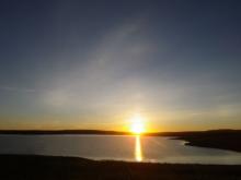 Midnight sun over Toolik Lake.