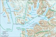 Map of Isfjord from Longyear to Kapp Linne