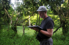 Jim Zook taking recording bird sightings