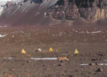 Photograph of campsite 2 in central Beacon Valley, Antarctica.