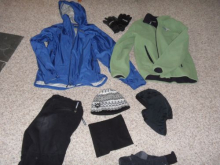 Cold weather clothes for the plan ride to Greenland.