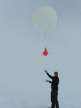 NOAA scientist prepared to launch weather balloon
