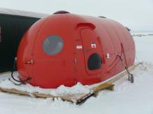 The "Tomato". Mobile shelter on skis.