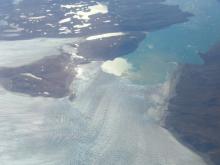 Large glacier entering fiord