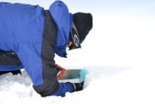 Getting a Snow Layer Sample in Greenland