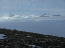 Low fog over the Beardmore Glacier.