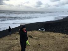 The black beach Reynisfjara in the town of Vik on the south shore of Iceland