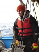 Johnny at the Winch: Johnny is the deckhand on the Annika Marie. He is from Seward AK.  