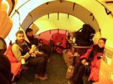 Inside the endurance tent