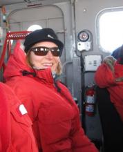 Megan Krusor arriving at McMurdo Station.