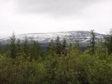A final view of Rodinka Mountain dusted in July 23rd snow.