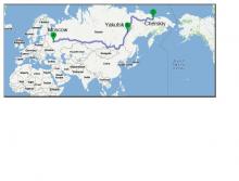 Suggested Driving Route from Moscow to Yakutsk to Cherskiy